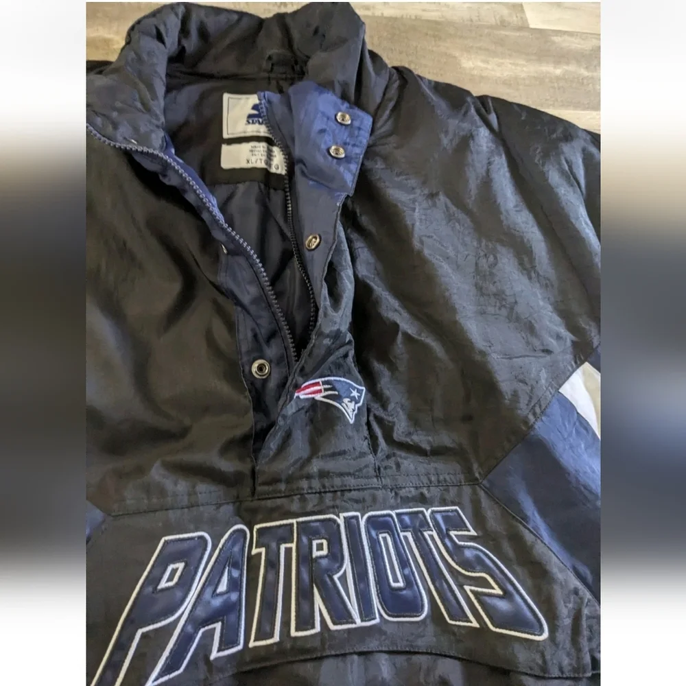New England Patriots Starter NFL XL 1/2 Zip Puffer Pullover Jacket Excellent A+ - Picture 9 of 16